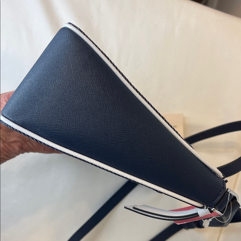 Kate Spade Denim Cameron Blue White Colorblock Top Zip Crossbody Retail $349 - Picture 5 of 12